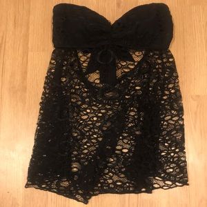 Black lace Tankini top - Size Large